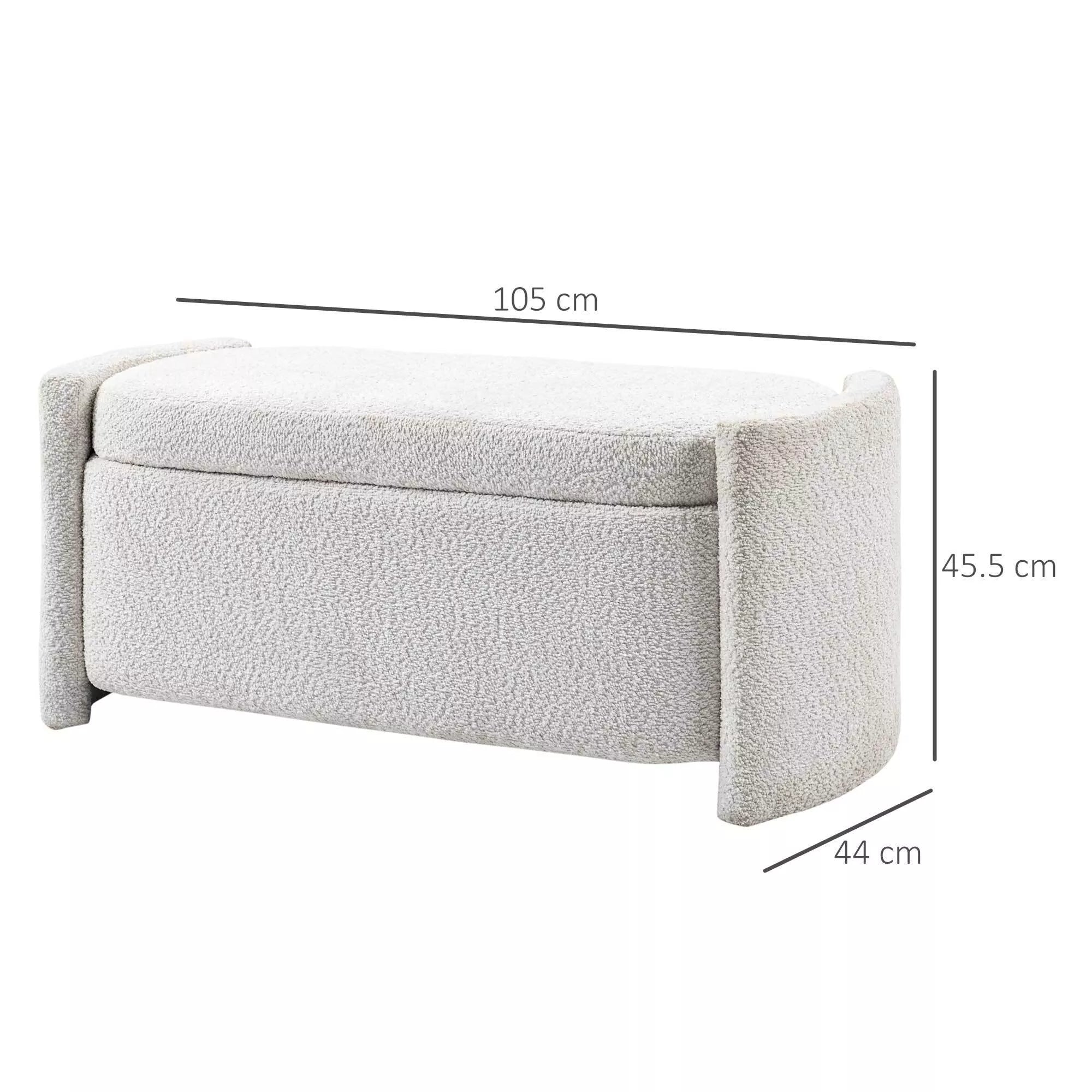 Suoliukas su daiktadėže, 105 cm, kreminis
