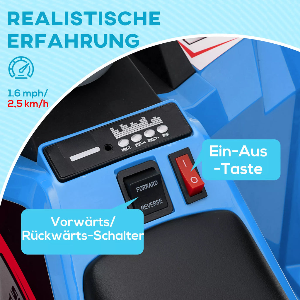 Elektrinis keturratis vaikams 18-36 mėn., iki 25 kg, mėlynas