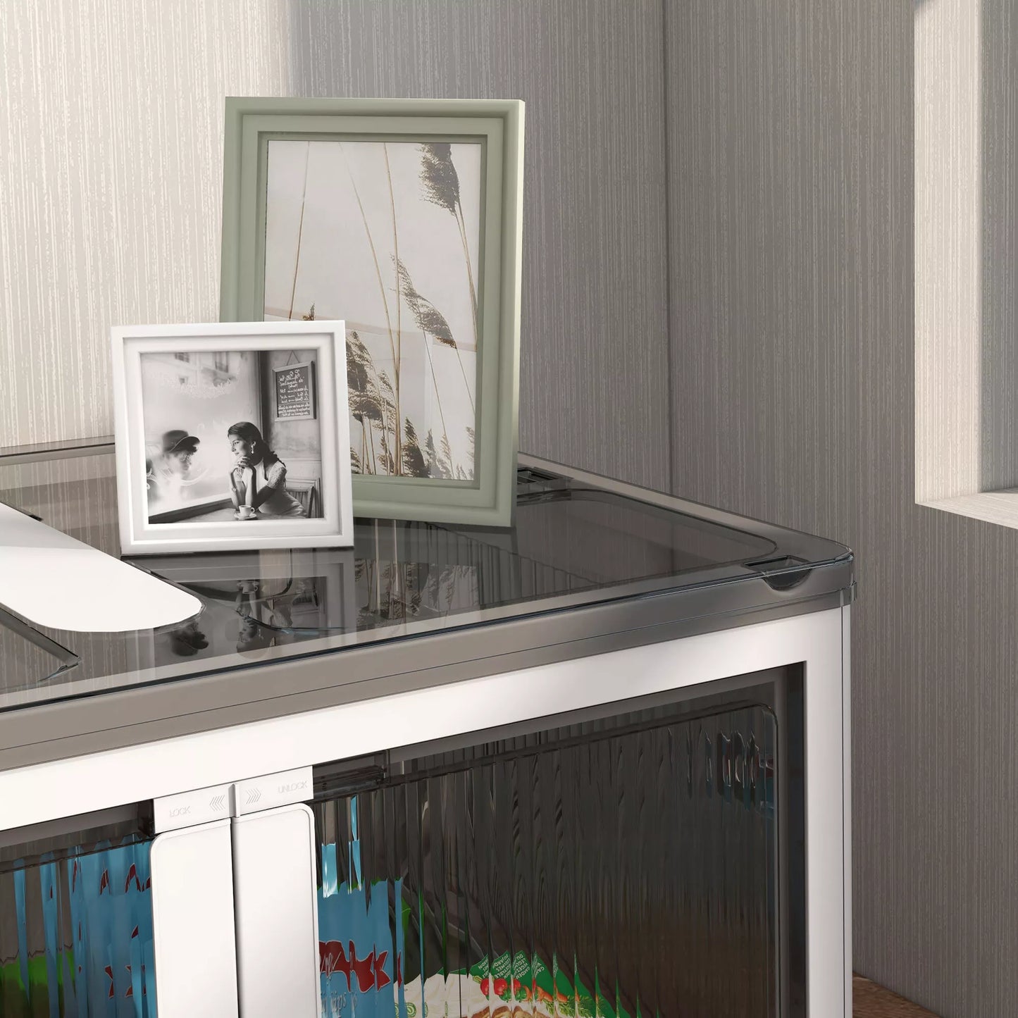 Laikymo dėžė, laikymo krepšys. Sulankstomas, su apsauga nuo dulkių, 67 x 47 x 38 cm, balta + pilka