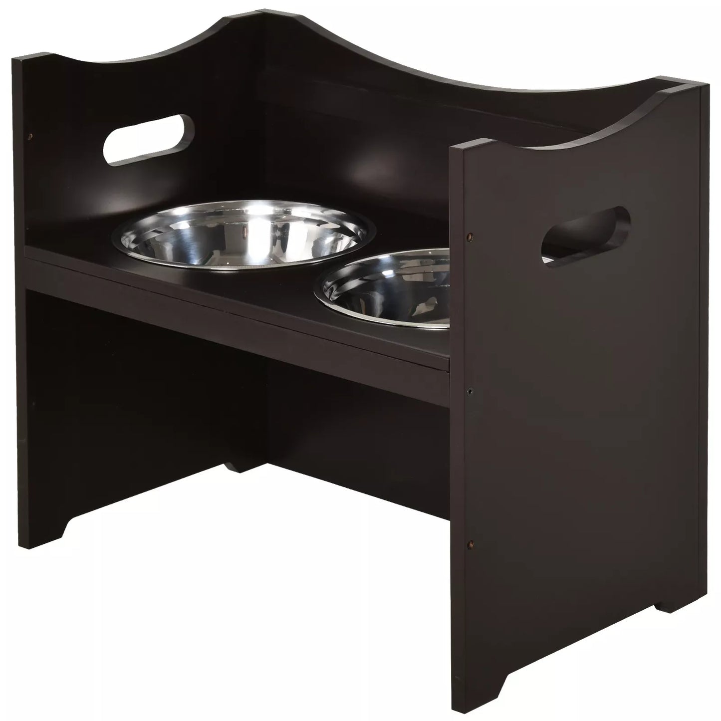 Paaukštintas šunų dubenėlis, reguliuojamo aukščio maisto ir vandens dubenėlis su stovu, 2 x 2L nerūdijančio plieno dubenėliai, reguliuojamas lėto maitinimo dubenėlis, lesyklėlė visų dydžių šunims, kavos spalva