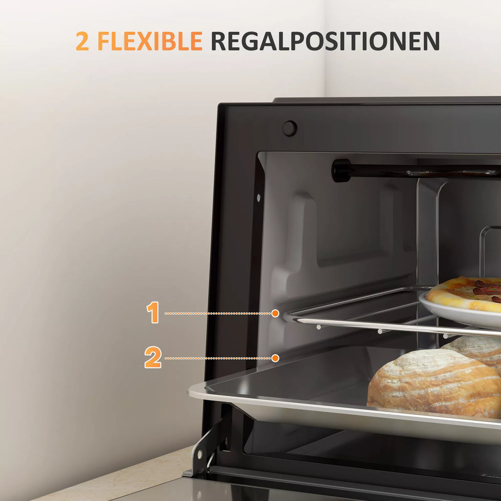 Elektrinė mini orkaitė 9 l su temperatūros ir laiko reguliavimu, juoda