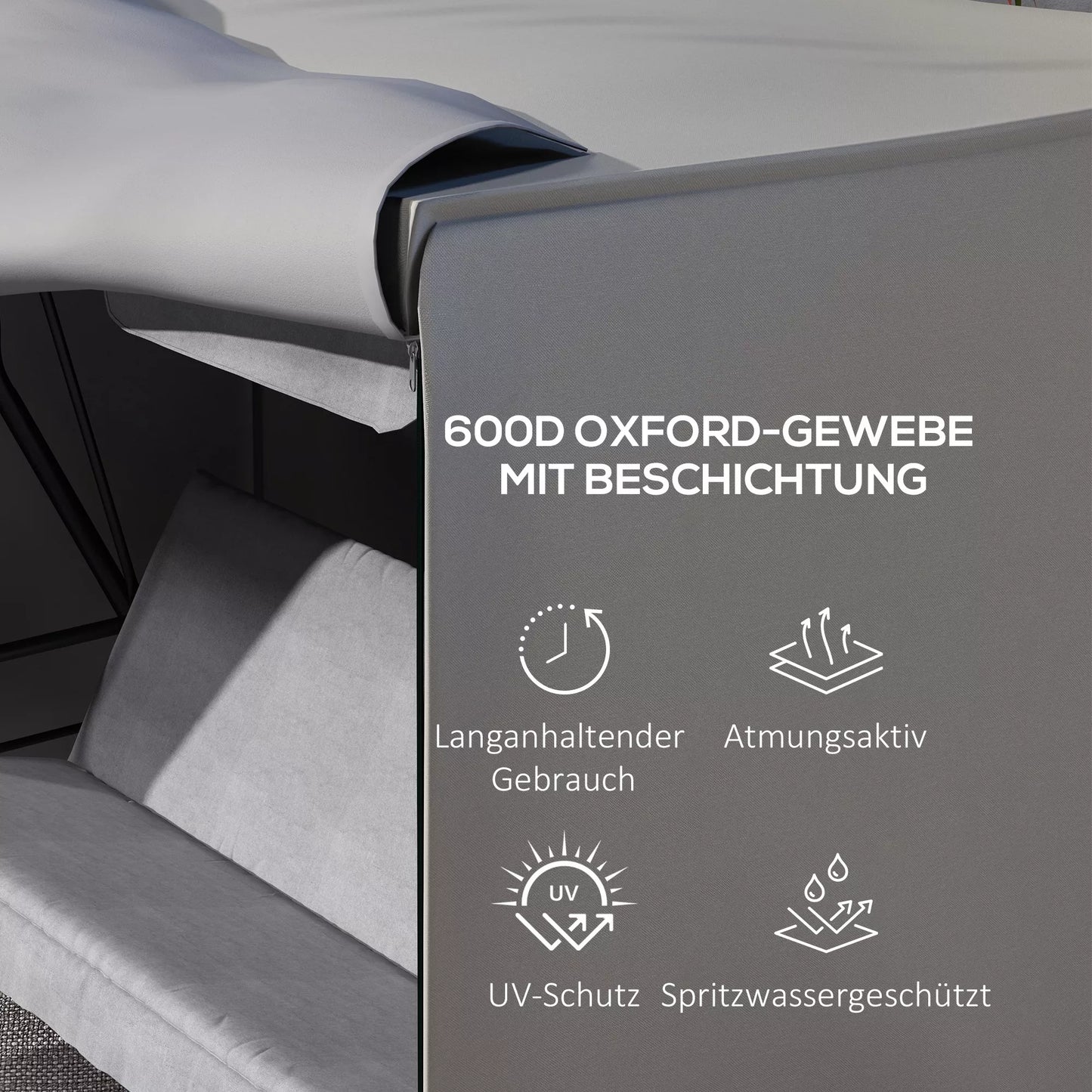 Apsauginis užvalkalas sodo supynėms, atsparus plyšimui, atsparus oro sąlygoms, su Tex-Lock sistema, 205x124x164 cm, pilkas