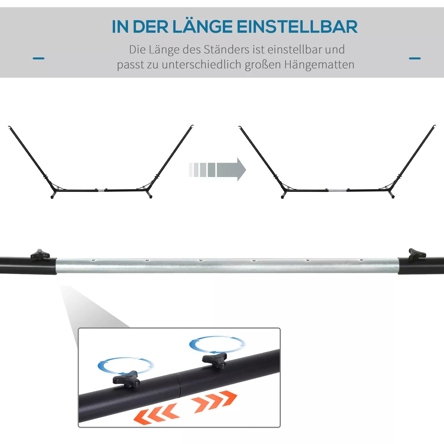 Hamako stovas Hamako stovas, reguliuojamo dydžio (313–388) x 109 x 116 cm, iki 120 kg, sodas, paplūdimys, metalas
