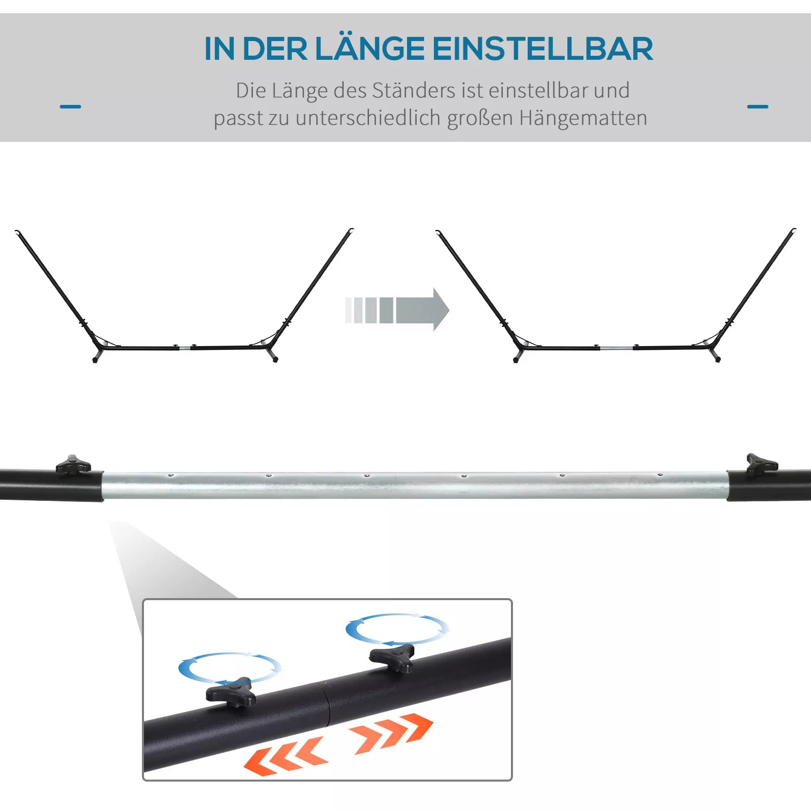 Hamako stovas Hamako stovas, reguliuojamo dydžio (313–388) x 109 x 116 cm, iki 120 kg, sodas, paplūdimys, metalas