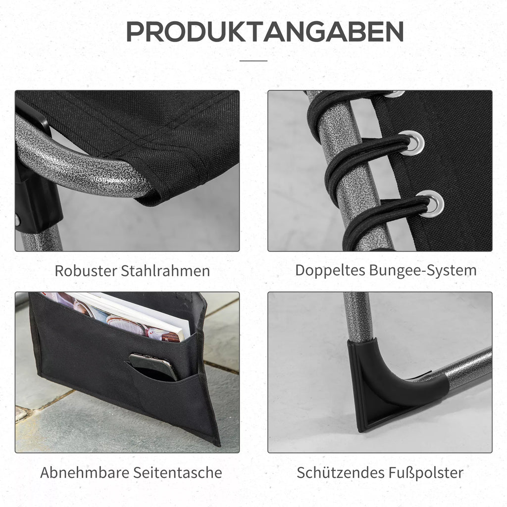 Sulankstomas gultas Sodo gultas Sulankstomas gultas su pagalvėmis Sodo 5 pakopų reguliuojamas atlošas Plienas Oxford audinys Juodas 188 x 57 x 30 cm