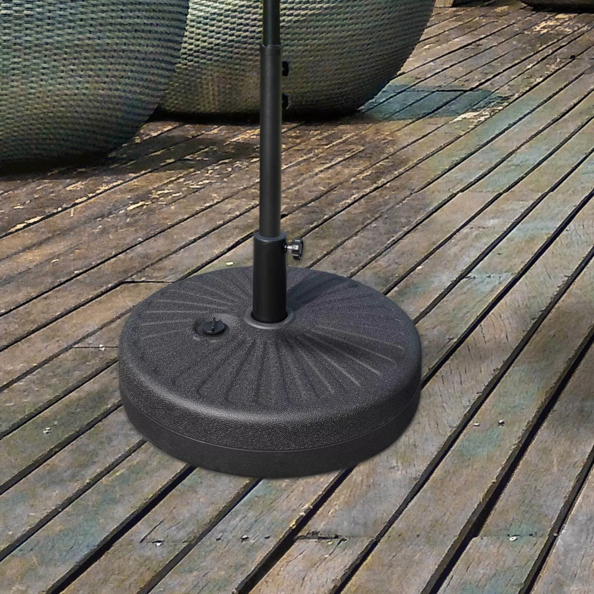 Skėčių stovas 22 kg Skėčių stovas Apvalus skėčių laikiklis, skėčių svoris, stovas skėčiams 38/48 mm vamzdžio skersmuo, balkonui, terasai, sodui, juodas