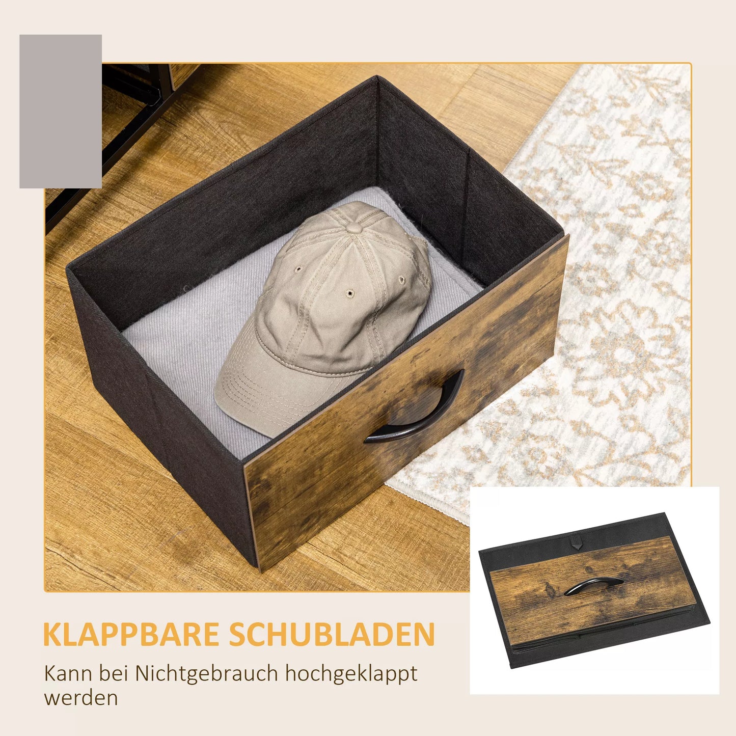 Komoda su šešiomis stalčiais, atviros lentynos, MDF ir plienas, 84x30x92 cm, ruda/juoda, reguliuojamos kojelės