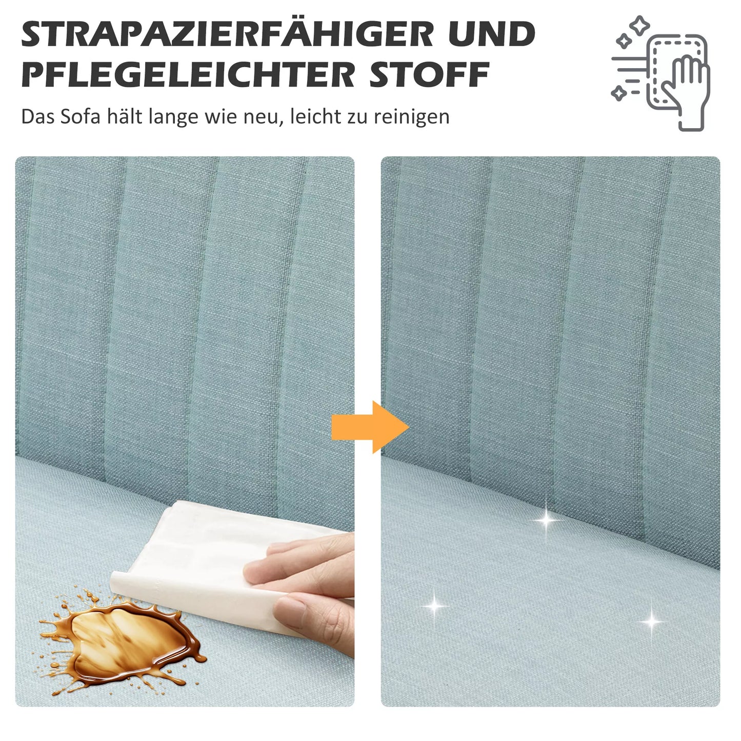 2 vietų sofa, minkštas paminkštinimas, lengvai prižiūrimas užvalkalas, iki 150 kg, 117 x 56,5 x 77 cm, šviesiai žalia