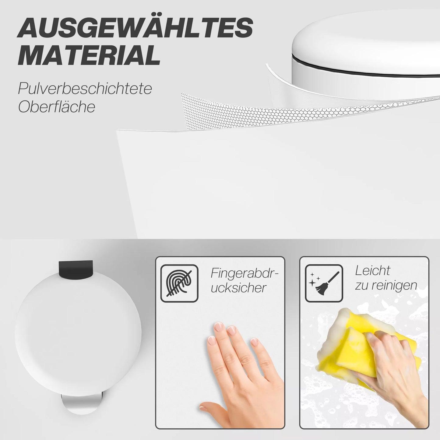 Šiukšliadėžė 20 L, su pedalu, vidiniu kibiru, atsparus pirštų atspaudams, tylus uždarymas, kreminės baltos spalvos