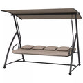 2-in-1 holivudo sūpynės su atlošimo funkcija, 3-vietės sodo sūpynės iš plieno Sūpynės suoliukas 170x110x153 cm, šviesiai rudos spalvos