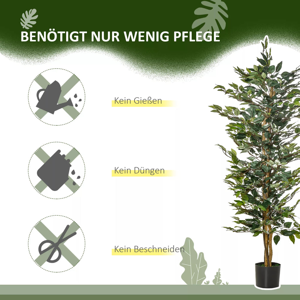 Dirbtinis fikuso medis, 150 cm aukščio Dirbtinis medis, dirbtinis augalas, plastikinis dirbtinis augalas vazonėlyje, dirbtinis augalas, atrodantis kaip tikras, skirtas svetainei, miegamajam, biurui, sodui, moderniai dekoracijai, dovanai