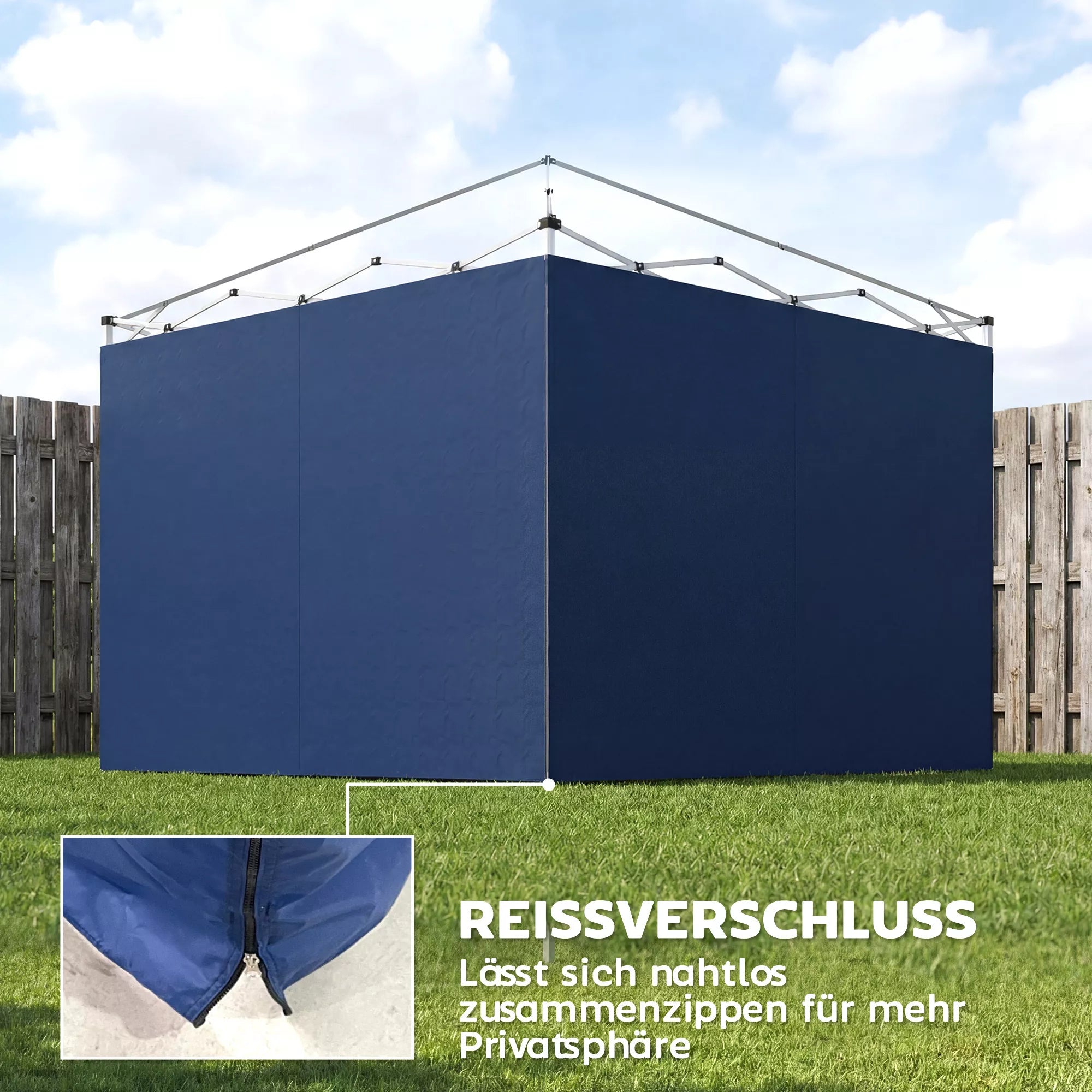 3 dalių rinkinys Šoninės dalys su užtrauktuku 3 x 3 m paviljonui, tamsiai mėlynos spalvos