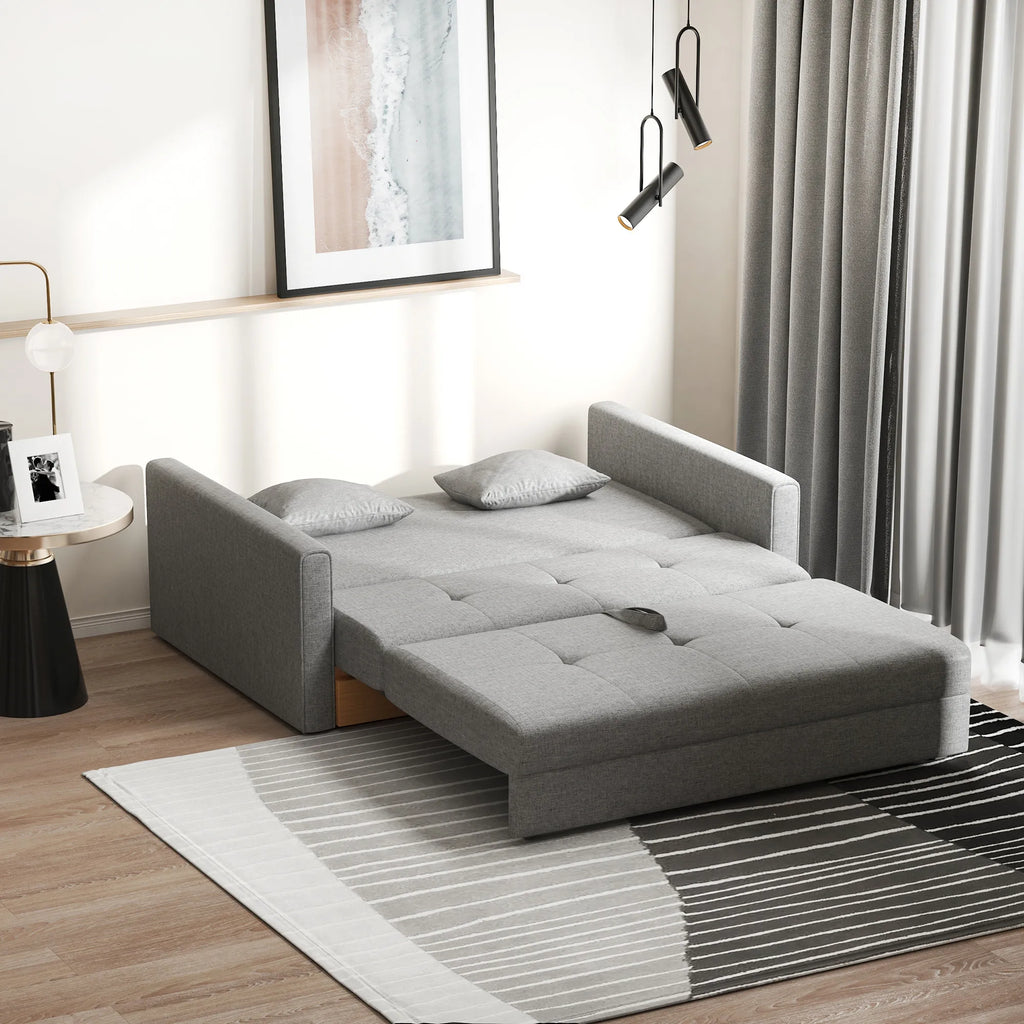 Miegamoji sofa, 2 vietų sofa, iki 200 kg, su paslėpta daiktadėže, polikotonas, pilka