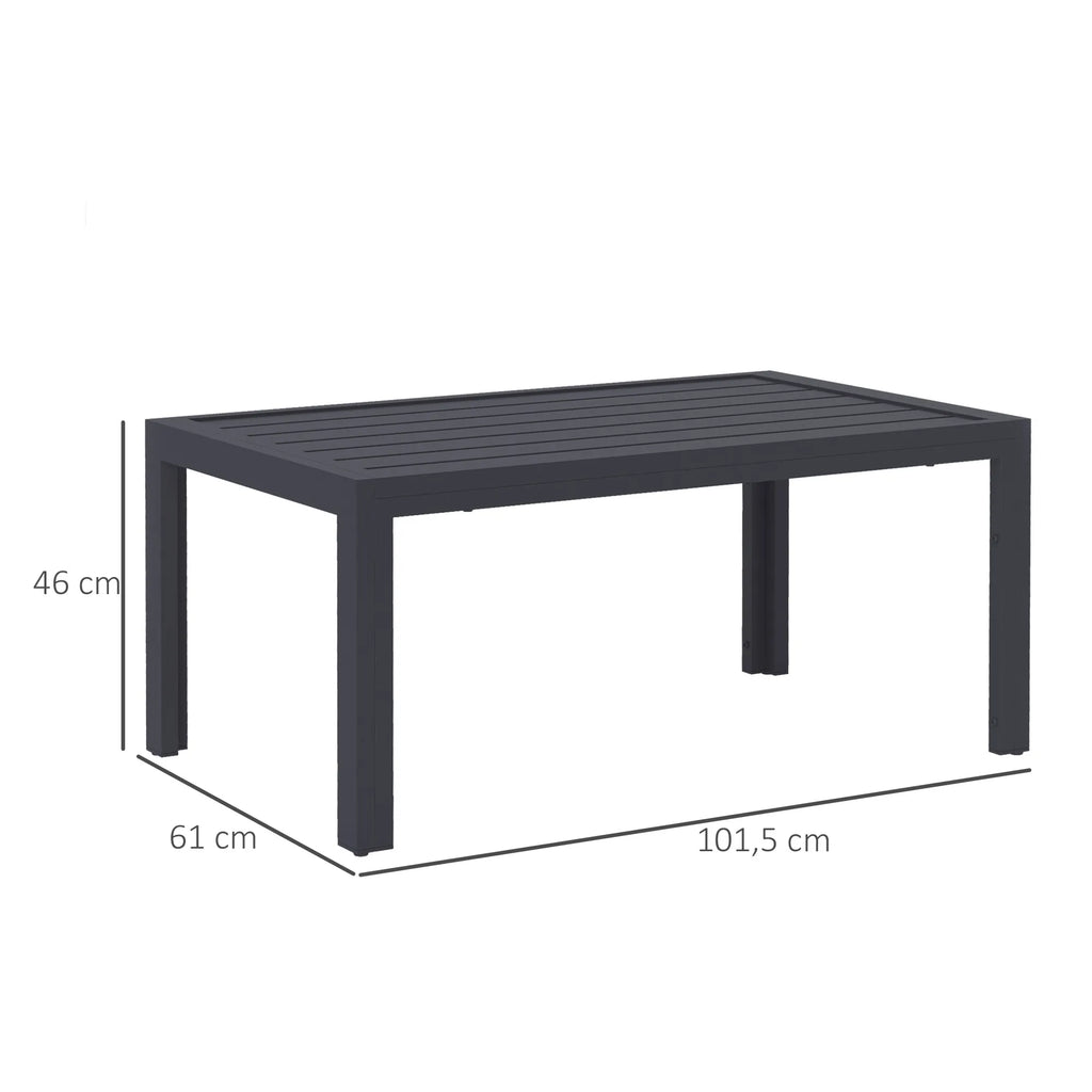 Pagalbinis stalas Balkono stalas iš plieno Stačiakampis kavos stalas Atsparus atmosferos poveikiui Sodo stalas 101,5x61x46 cm Pilkos spalvos