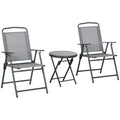 Lauko bistro baldų rinkinys Sodo bistro komplektas Sulankstomas bistro rinkinys, 53,5 cm x 64 cm x 93 cm, šviesiai pilkos spalvos