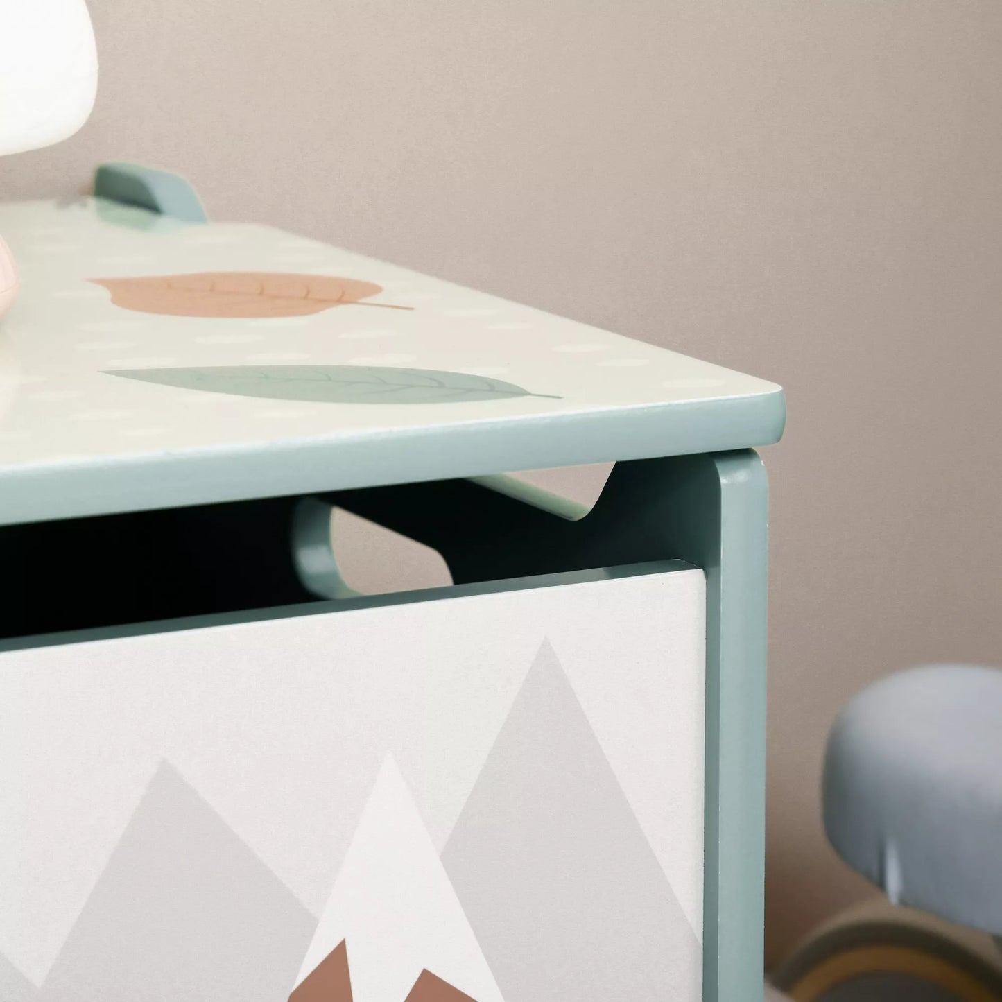 Sandeliukų dėžė, žaislų skrynia, atlenkiamas dangtis, mielas dizainas, žalias