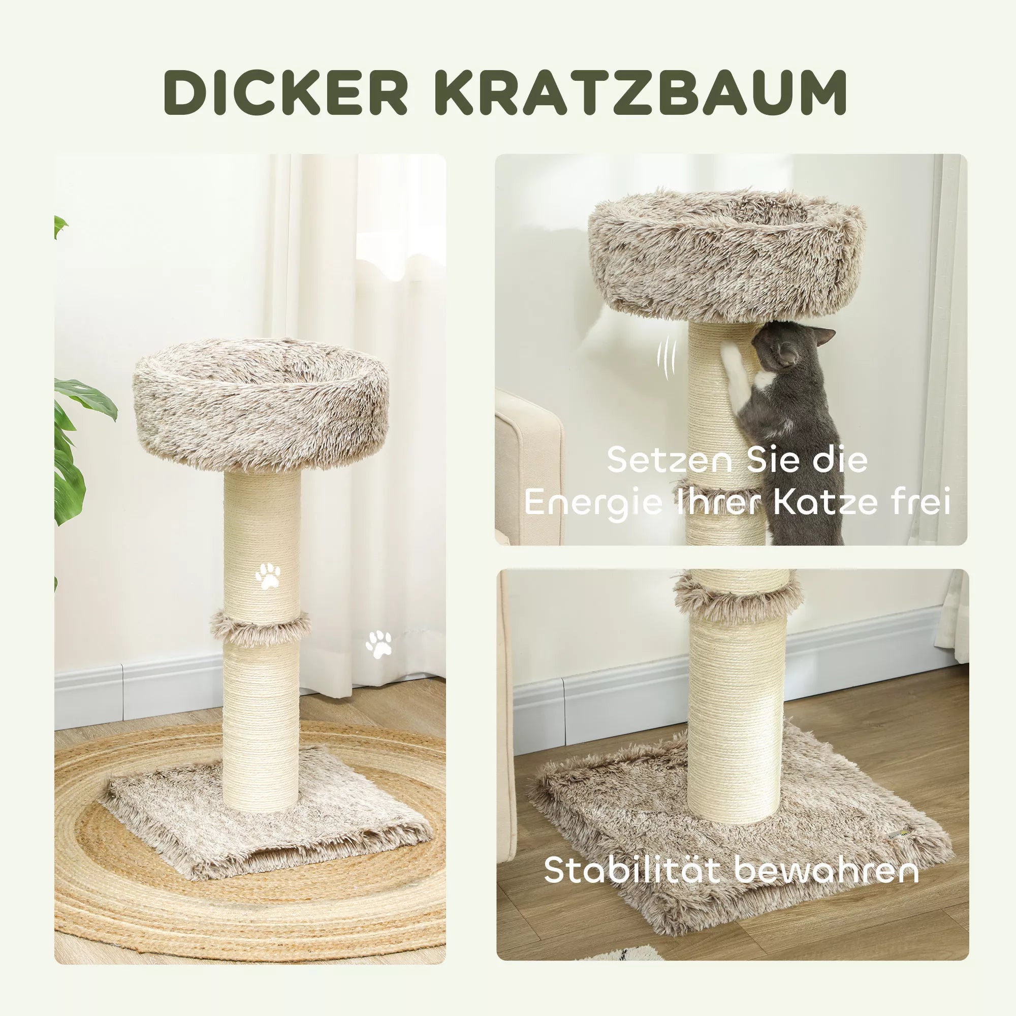Kačių medis Petree, 87 cm, su draskykle ir gultu, rudas