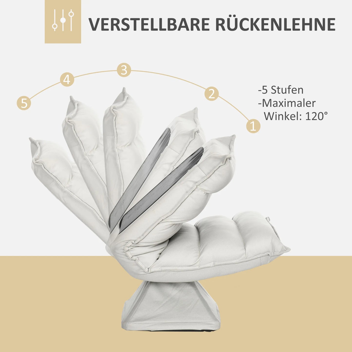 Fotelis, besisukantis, reguliuojamo atlošo, odos imitacijos, plieninis rėmas, šviesiai pilkas, 62 x 70 x 95 cm