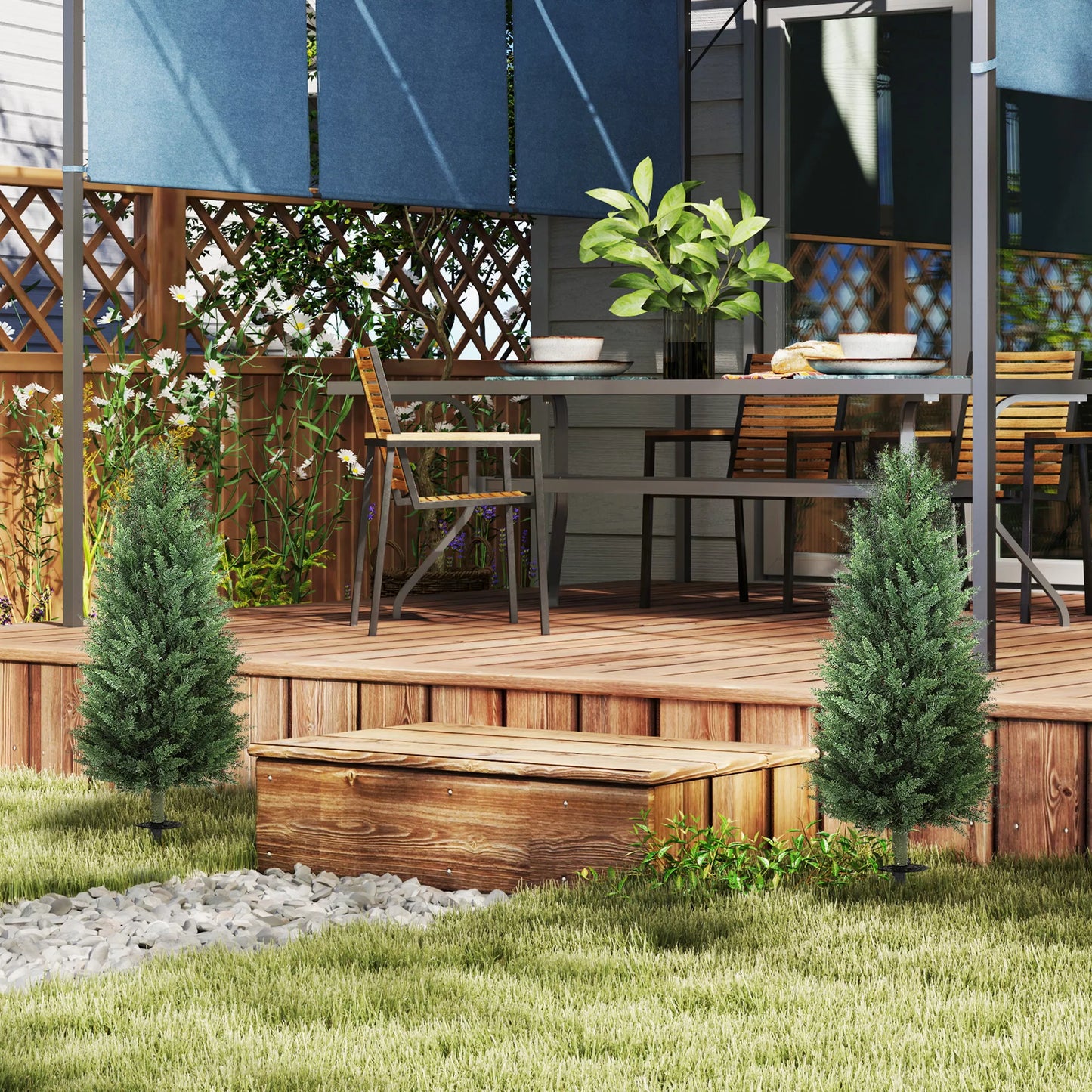 2 vnt. dirbtinių augalų rinkinys, dirbtiniai kiparisai su 831 lapeliu kiekvienas, universalus, žalias