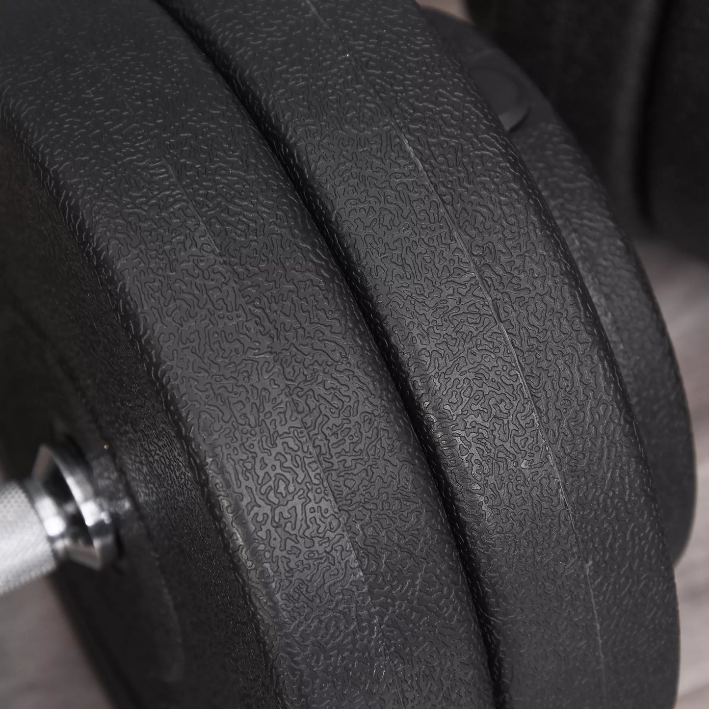 Hantelių rinkinys 2 x 25 kg, 2 x 6 hantelių diskai su plastikine danga, nebraižantis grindų, Juoda