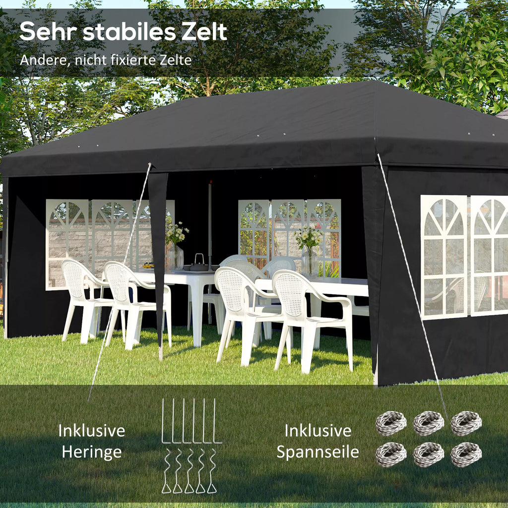 Greitai surenkama pavėsinė, sulankstomas renginių paviljonas, poliesteris ir plienas, 3x6 m, juodas