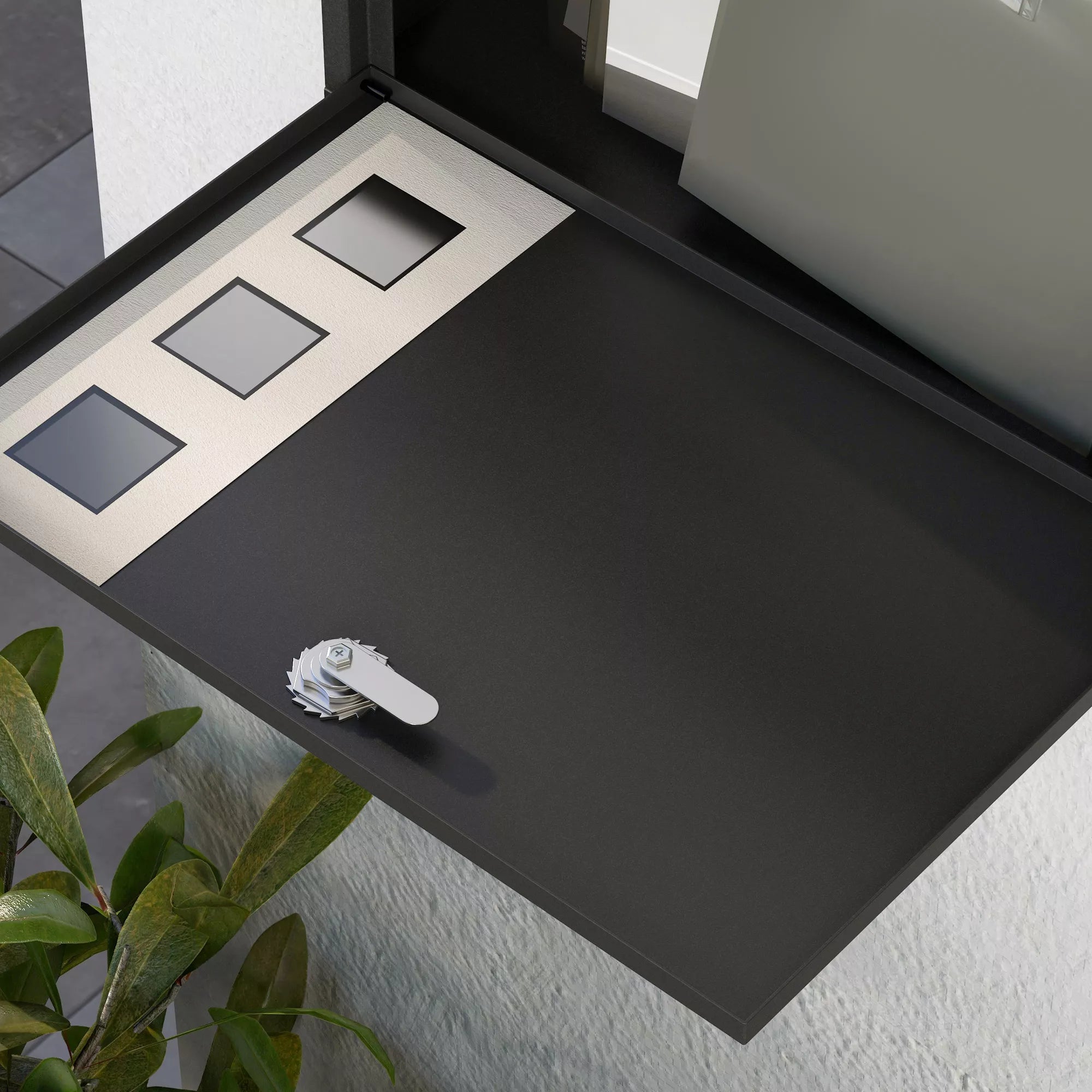 Pašto dėžutė iš metalo, rakinama, 36,5 x 11,5 x 29 cm, juoda