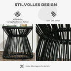 Boho stiliaus sodo stalas, atsparus atmosferos poveikiui, PE rotangas, 40 cm x 40 cm x 42 cm, juodas
