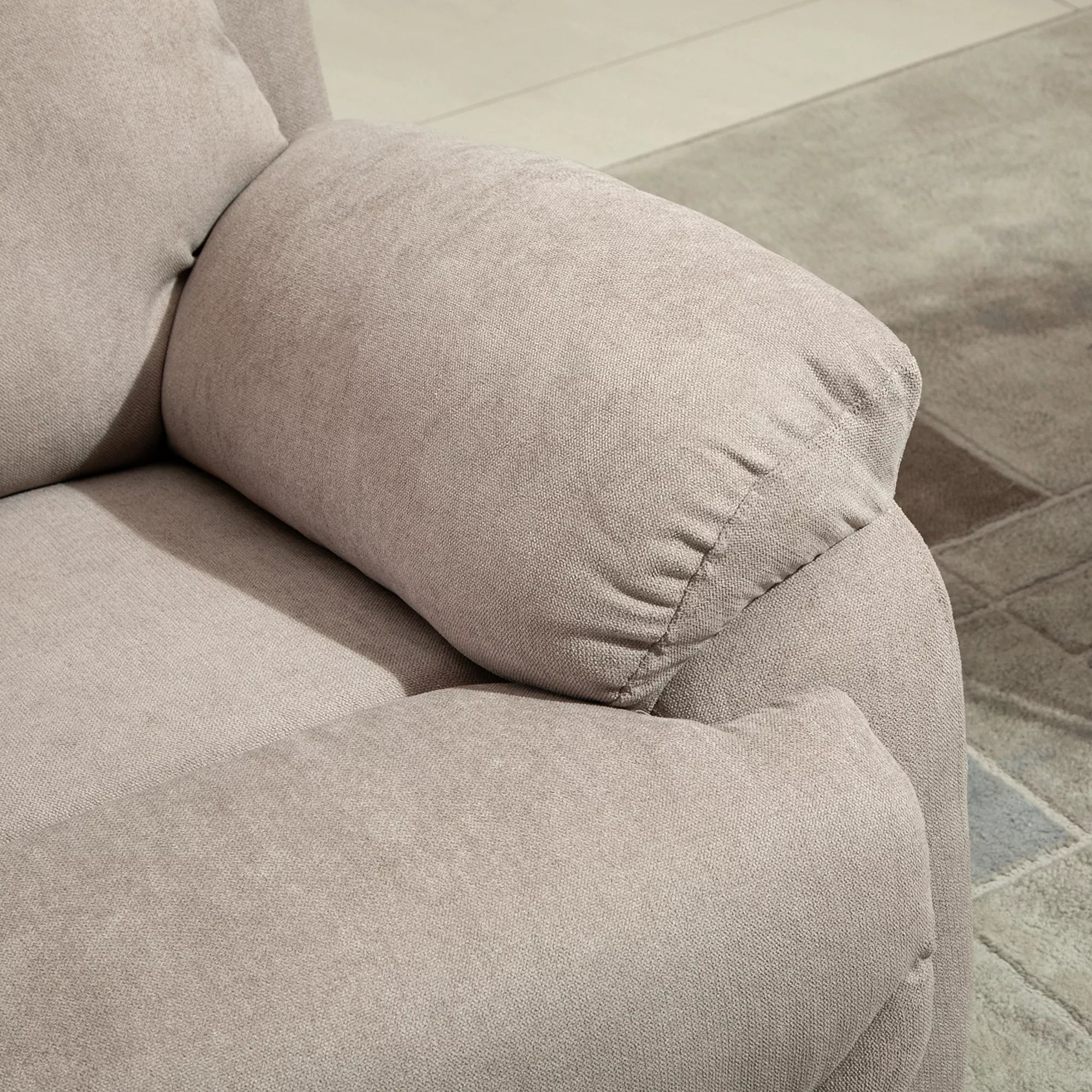 Atlošiamas krėslas, vienvietė sofa, gultas, 150° atlenkiamas televizoriaus krėslas, atlošiamas fotelis su miego funkcija svetainei, linas, smėlio spalvos, 93 x 88 x 102 cm