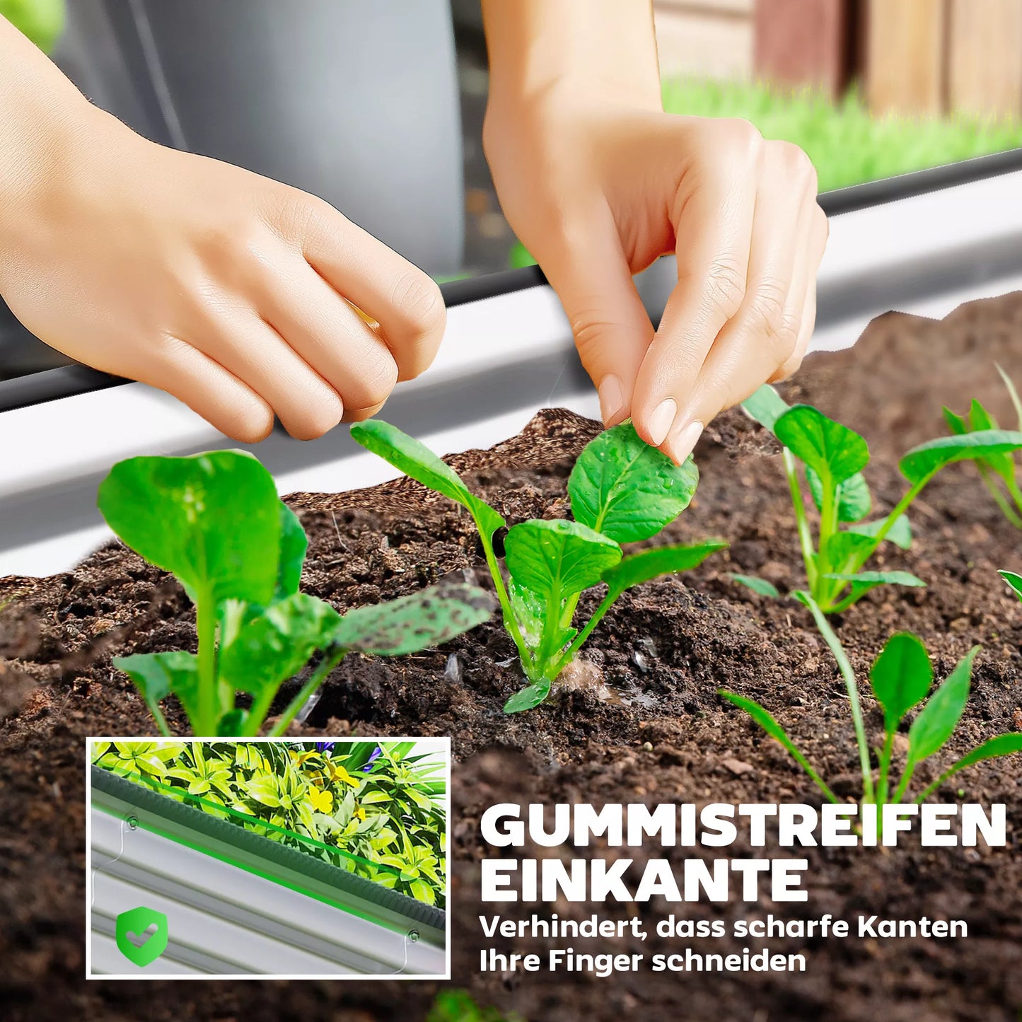 Metalinė pakelta lysvė su guminėmis apsauginėmis juostomis, ovalių augalų dėžių rinkinys, plienas, 135 x 90 x 30 cm, pilka