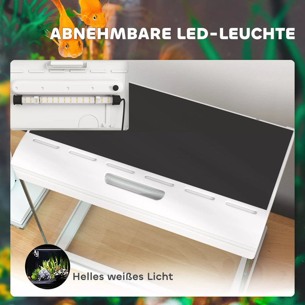 Akvariumas, 17 L tropinių žuvyčių akvariumas, lengva priežiūra, aiškus vaizdas, su LED apšvietimu, 35I x 21P x 31A cm, Baltas+Juodas