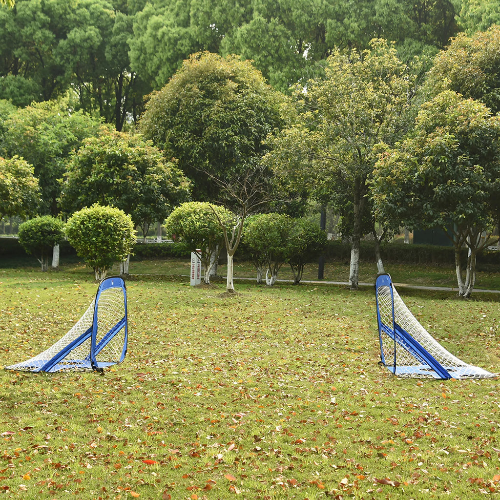 Sulankstomi futbolo vartai su nešiojimo krepšiu, mėlyni, 123 × 80 × 80 cm, 2 vnt.