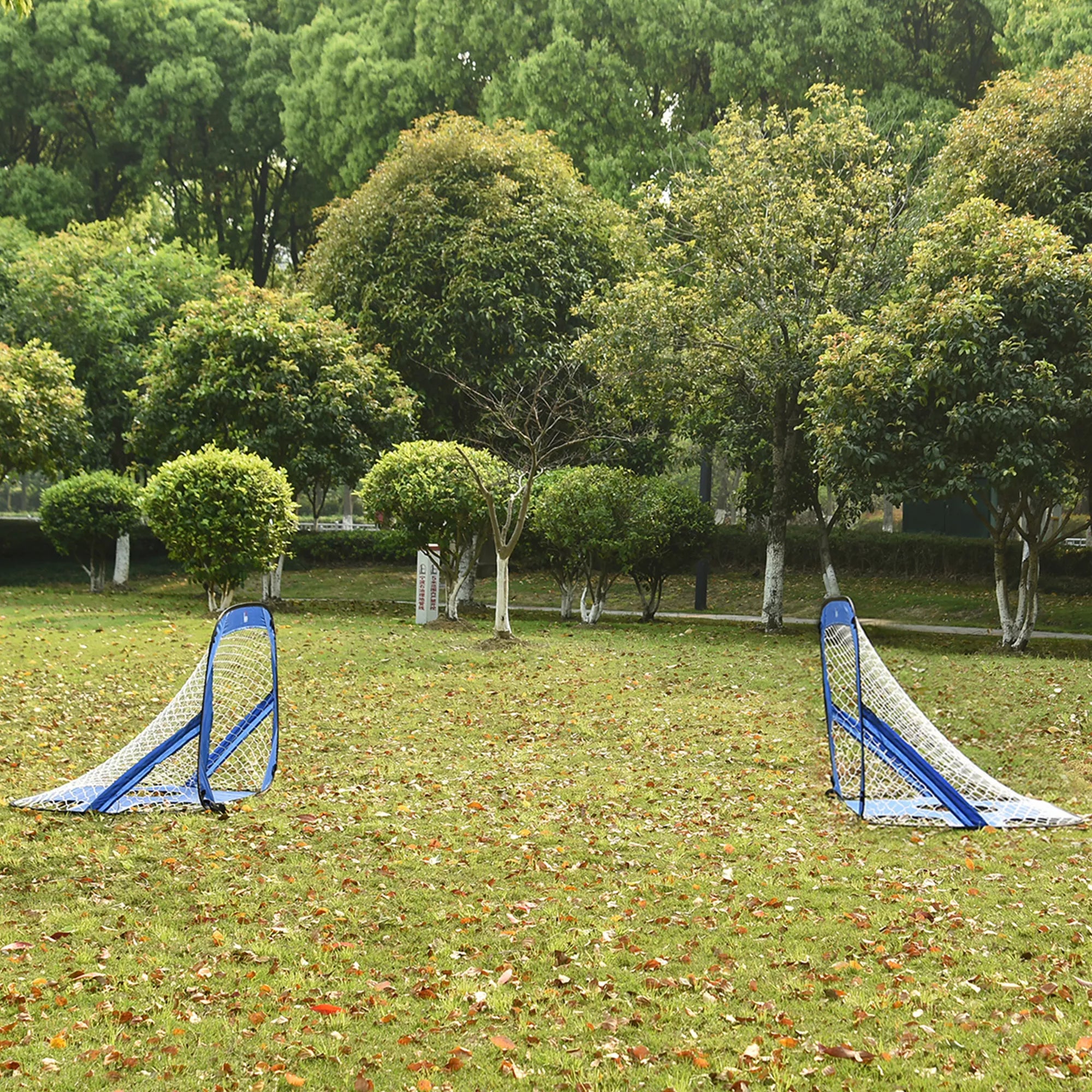 Sulankstomi futbolo vartai su nešiojimo krepšiu, mėlyni, 123 × 80 × 80 cm, 2 vnt.