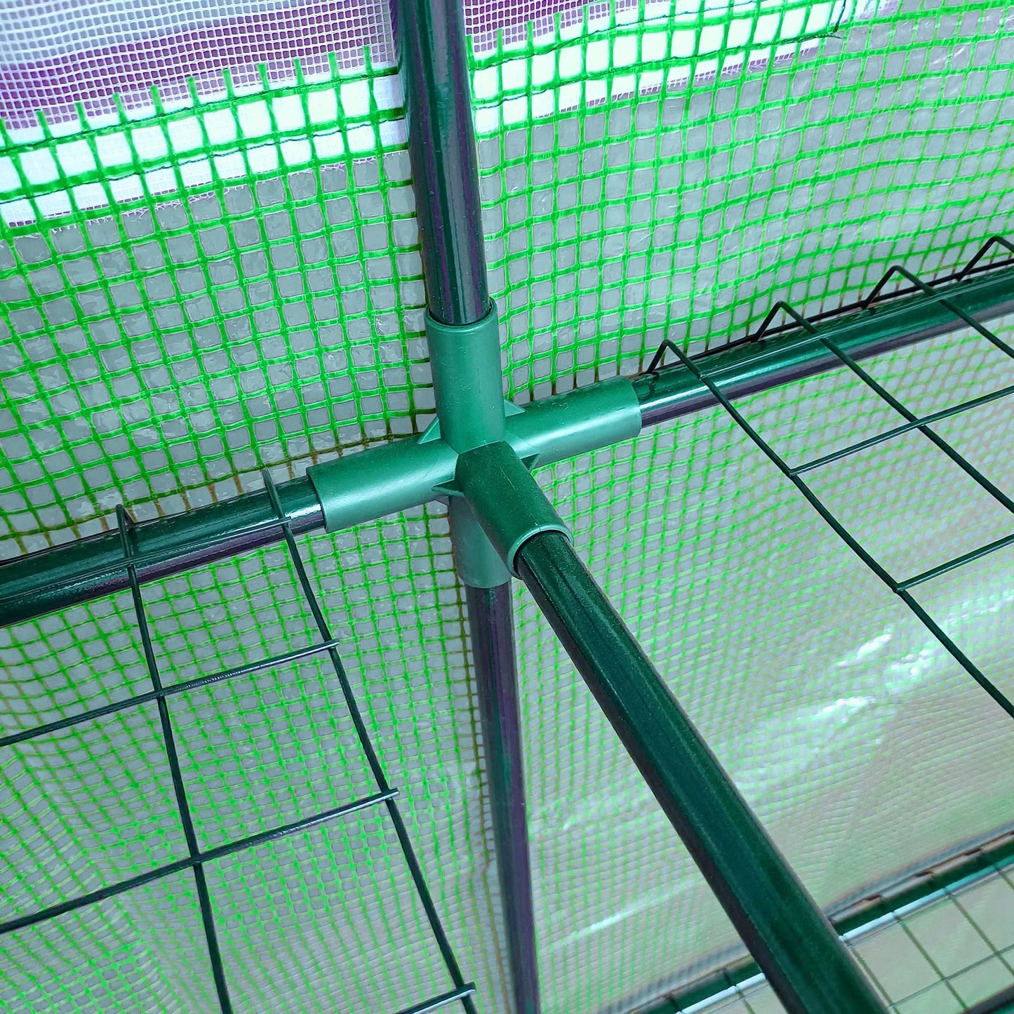 Folijos šiltnamis pomidorams su tinklelio langais, šiltnamis su susukamosiomis durimis, daigų auginimo namelis su UV apsauga, žalias, 200 x 100 x 215 cm