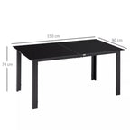 Lauko stalo schema su matmenimis 150, 90 ir 74 cm
