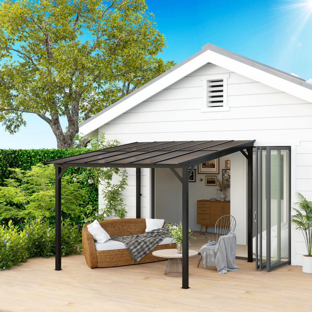3 x 3 m metalinė pergola, sodo pergola su vandeniui atspariu stogu, laisvai stovinti, atspari vėjui, atspari UV spinduliams, tamsiai pilka