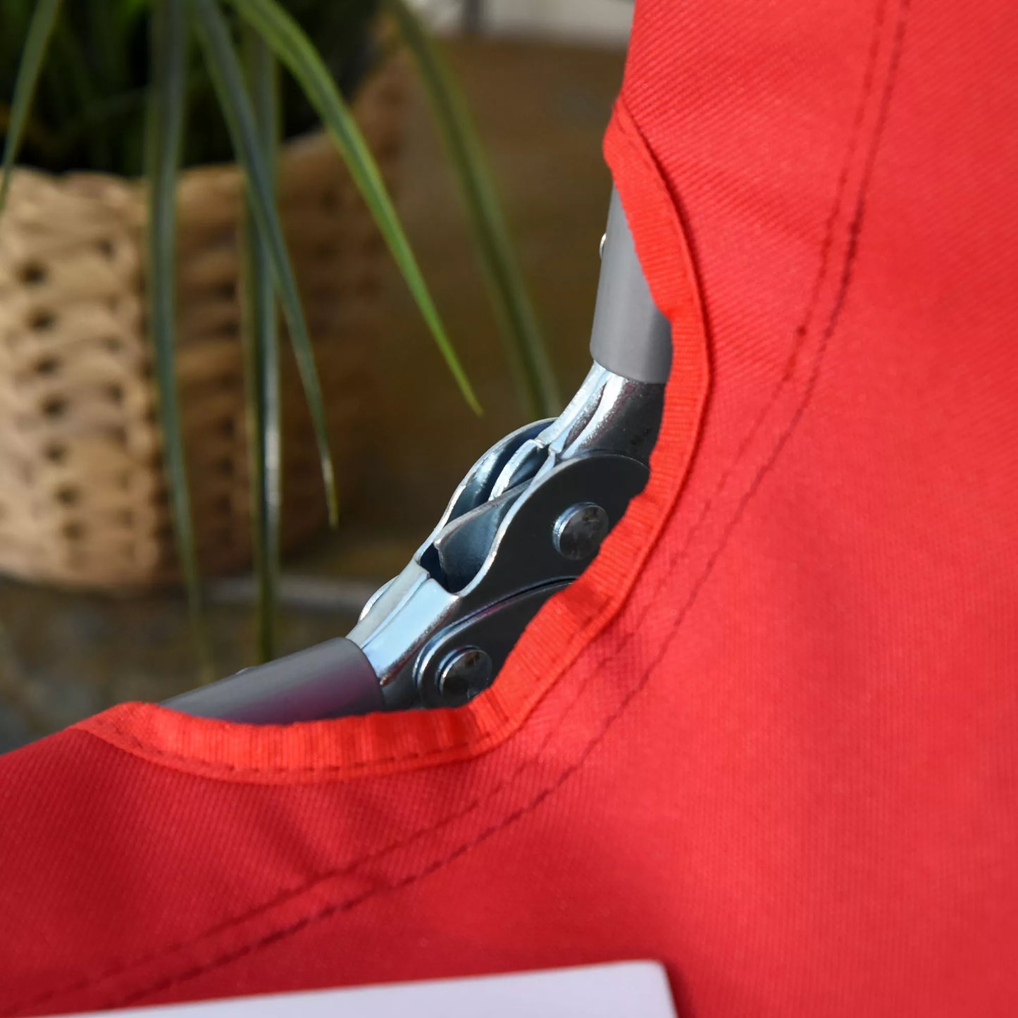 Skleidžiamas gultas, reguliuojamas atlošas, nerūdijantis metalinis rėmas, 187 x 55 x 24, raudonas