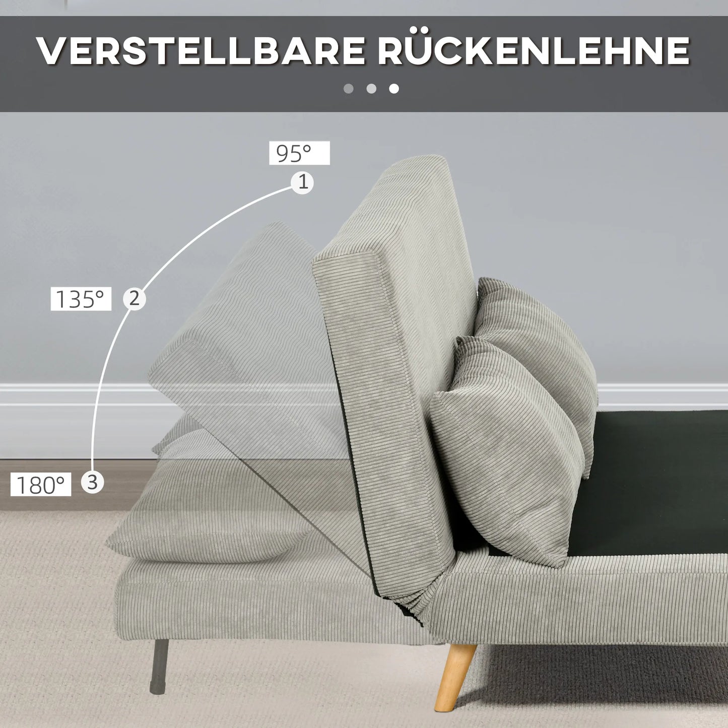 Miegamoji sofa, svečių lova, 3 padėčių reguliuojamas atlošas, lininė išvaizda, iki 120 kg, 141 x 90 x 81 cm, pilka