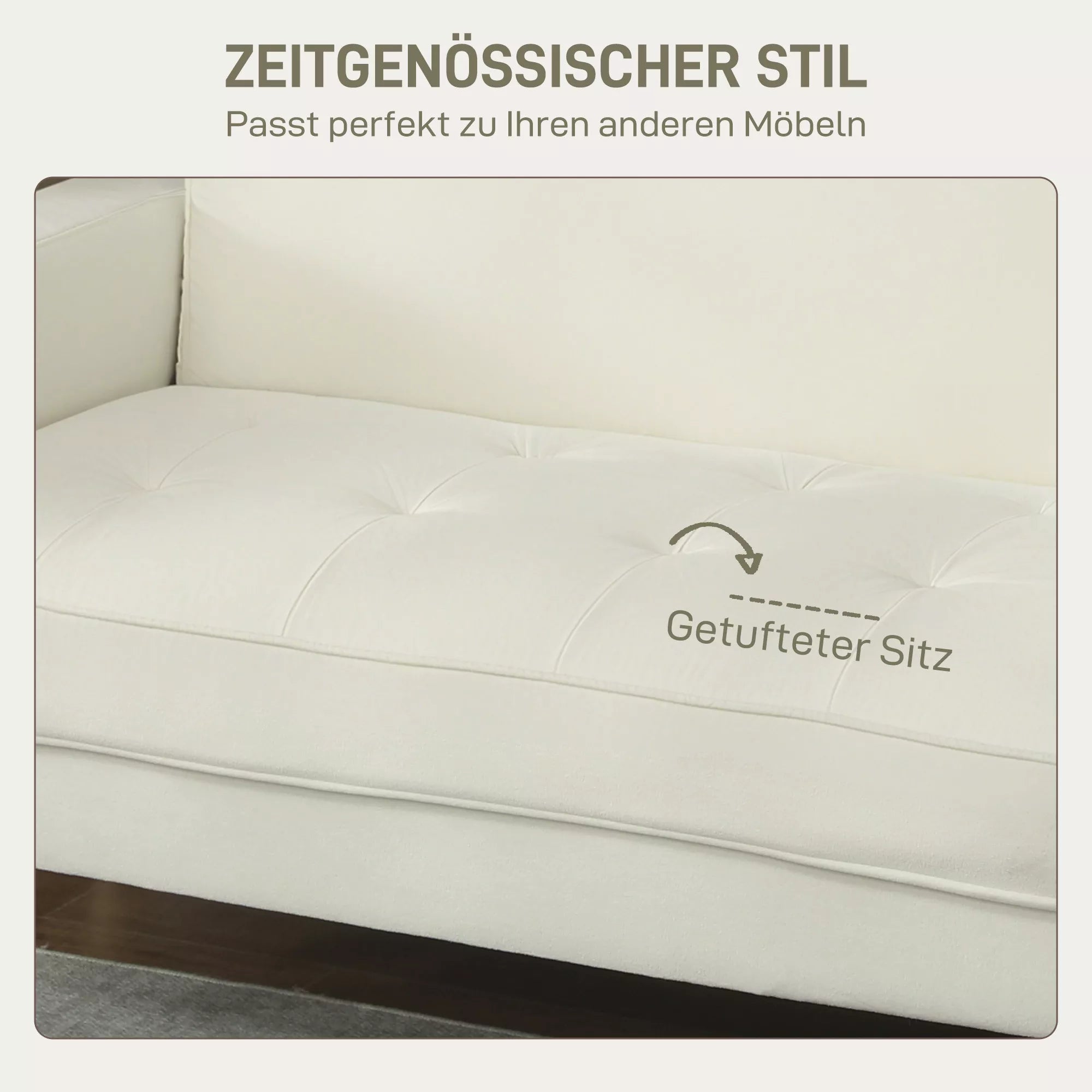 Dvivietė sofa, 130 cm pločio, kreminė balta