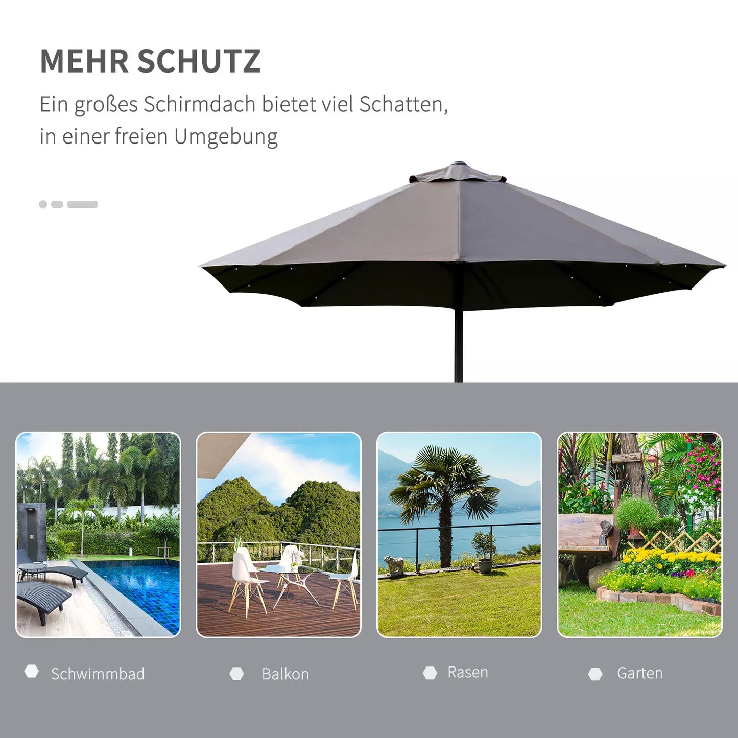 Ovalus tamsiai pilkas skėtis nuo saulės 440 x 260 cm