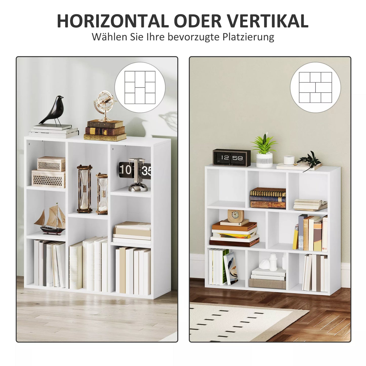 3 pakopų knygų lentyna, 8 skyrių, medžio drožlių plokštė, laikymo lentyna, balta