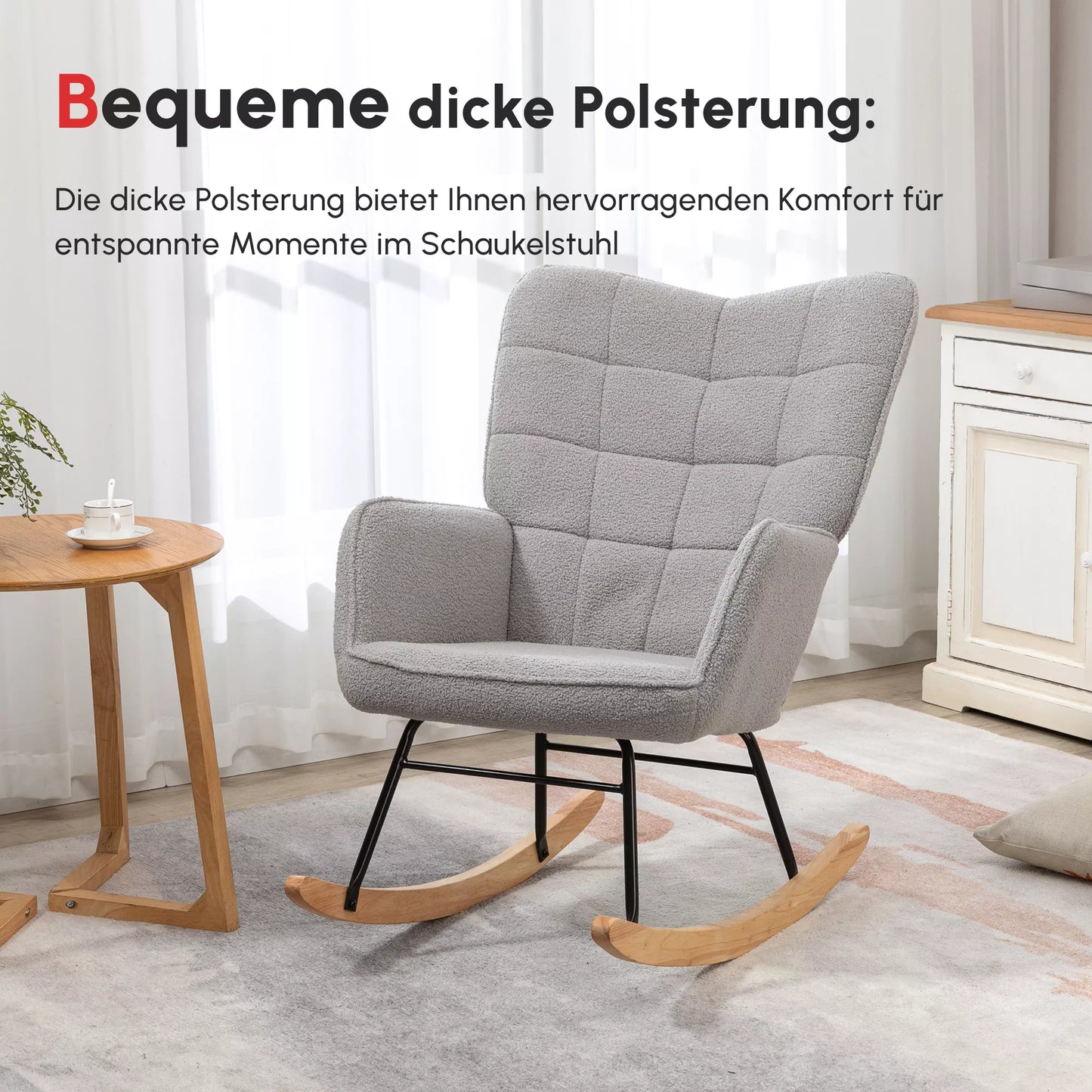 Supamas krėslas retro dizaino, masyvmedis, 71 cm x 92 cm x 101 cm, šviesiai pilka