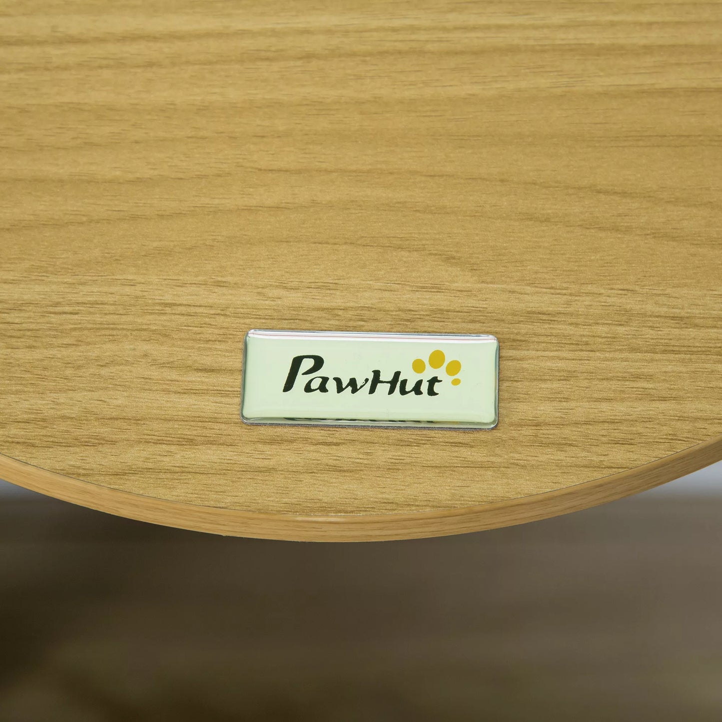 Sieninis katės gultas su apsauginiu krašteliu, pagalvėlė gulėjimui, skirtas tvirtinti prie sienos, ąžuolo ir kreminės baltos spalvos, 34 x 34 x 10,5 cm