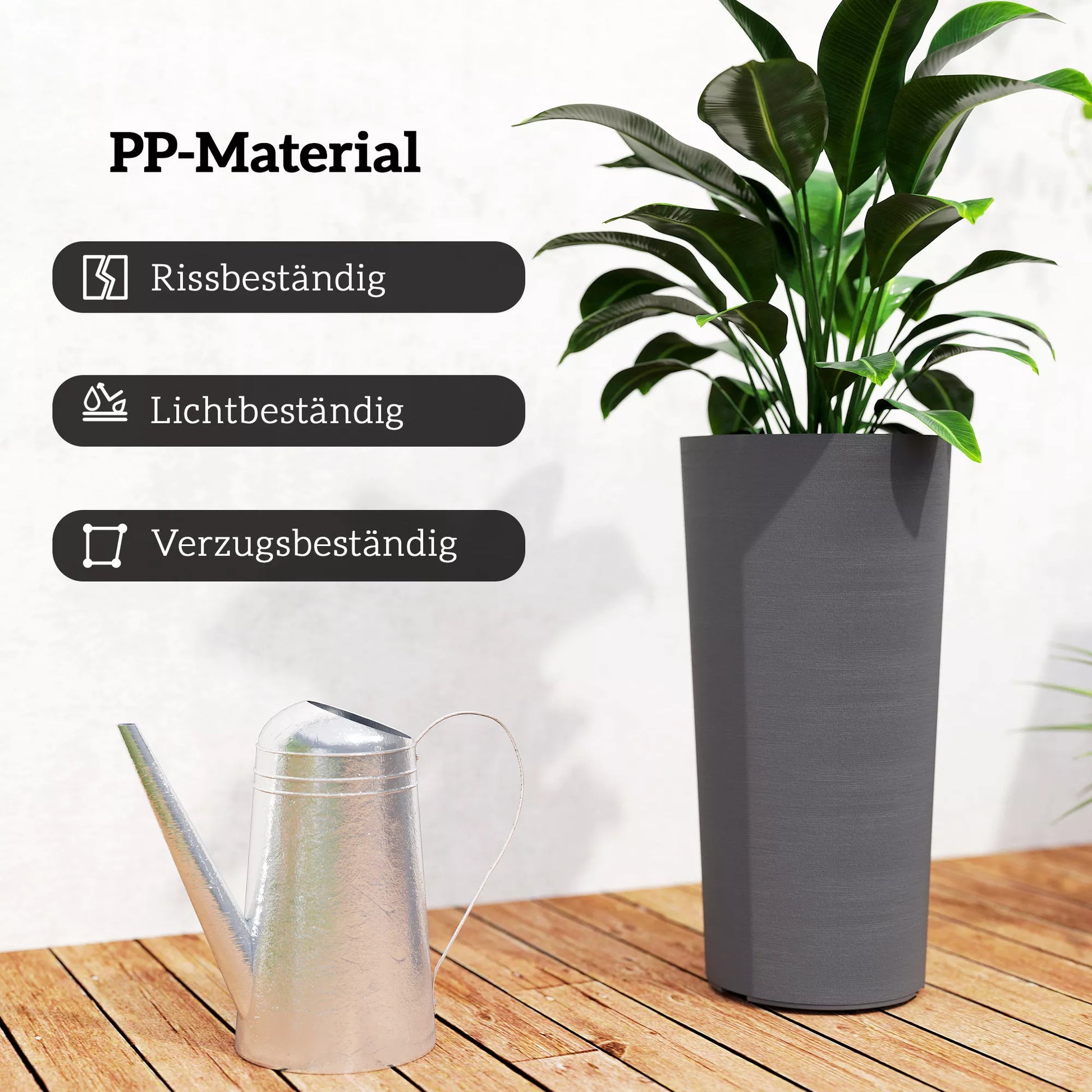 Dviejų dalių vazonų rinkinys su drenažo angomis, apvalus augalų vazonas, 35 x 35 cm, tamsiai pilka