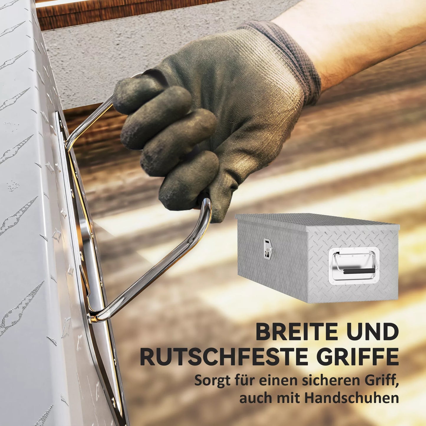 HOMCOM Stabili aliumininė laikymo dėžė su šoninėmis rankenomis, spyna ir raktais, įrankių dėžė, 99 x 33 x 25,5 cm