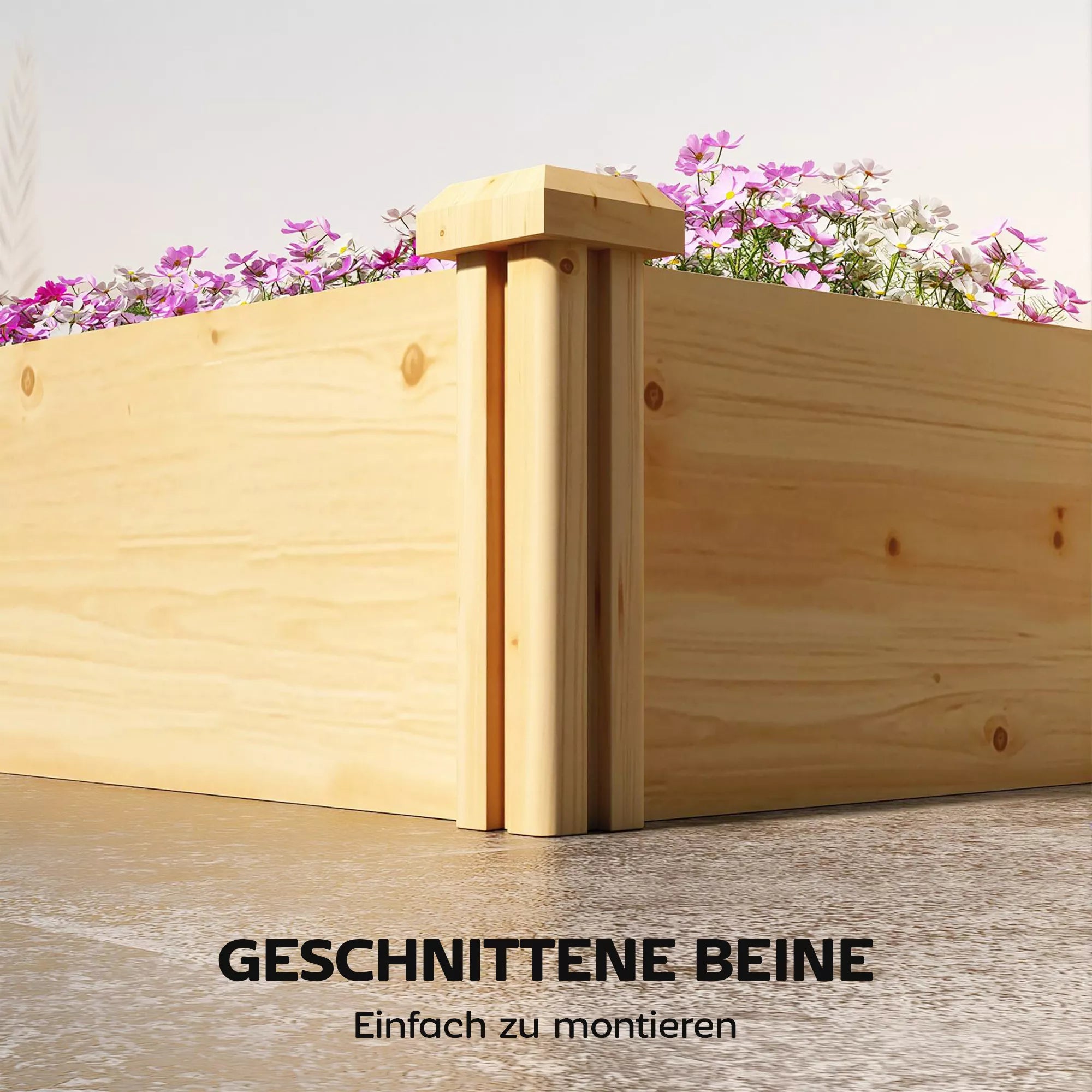 Medinė pakelta lysvė su pertvara – 235 × 66 × 26 cm, natūrali mediena