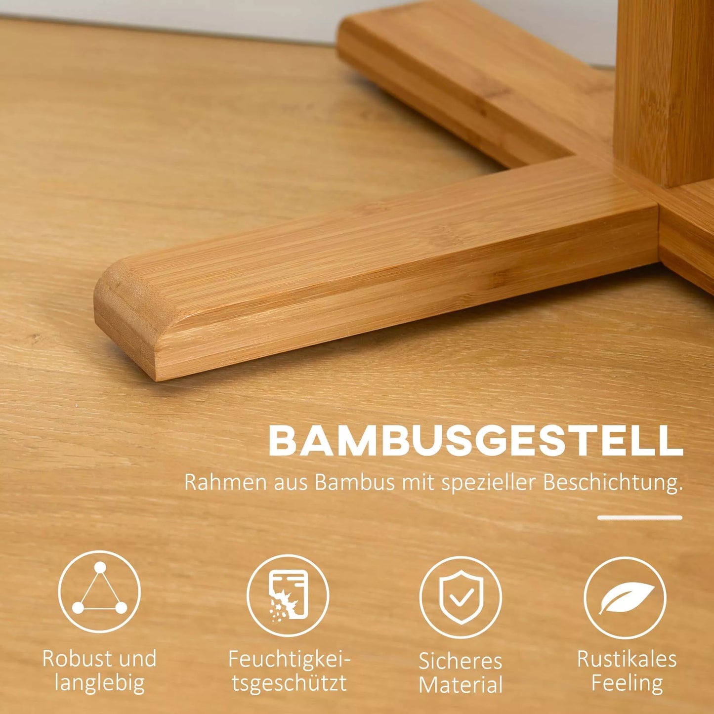 Pakabinamas drabužių ir skrybėlių stovas, 8 kabliukai, 49,5 cm x 49,5 cm x 178 cm, natūralus