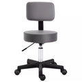 Salono taburetė, reguliuojamo aukščio, ergonomiška, 360° besisukanti, su 5 ratukais, pilkos spalvos sintetinė danga