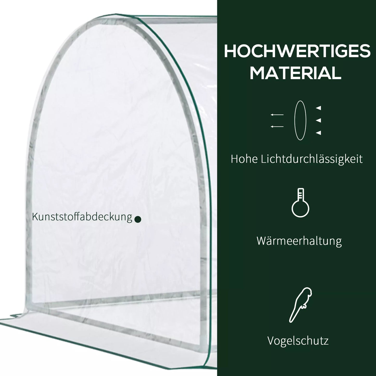 Šiltnamis, Šiltnamis su durimis, Daigykla, Augalų namelis, Augalų auginimui, Plienas, Plastikas, 250 x 100 x 80 cm, Žalias