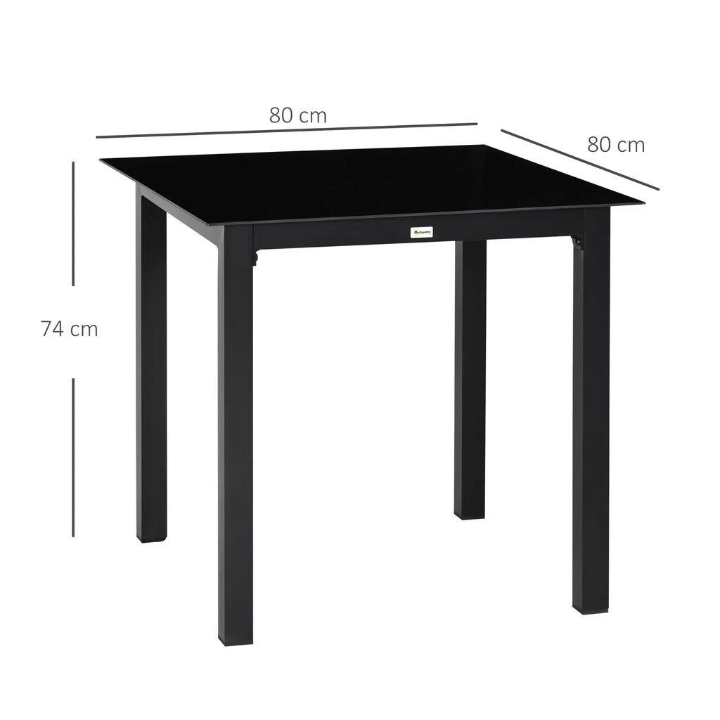 Sodo stalas Lauko stalas Lauko poilsio stalas, atsparus atmosferos poveikiui, 80 x 80 x 74 cm, juodas