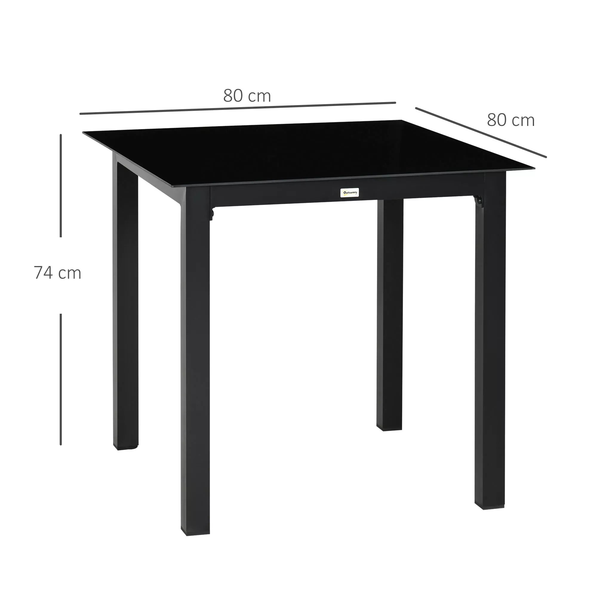 Sodo stalas Lauko stalas Lauko poilsio stalas, atsparus atmosferos poveikiui, 80 x 80 x 74 cm, juodas